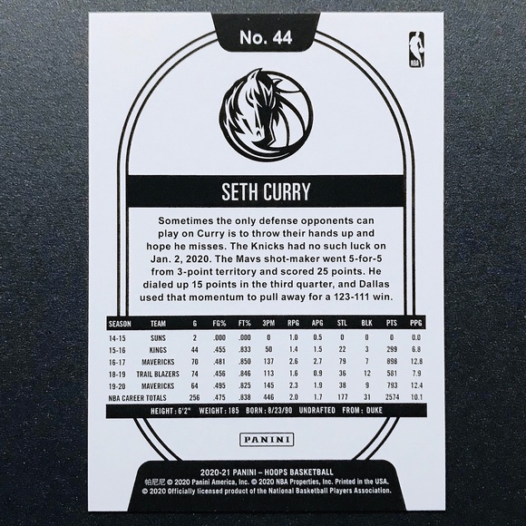 Seth Curry - 2020-21 Hoops #44 - Picture 2 of 2